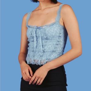 UNIF corset lace sky blue Melody top size small